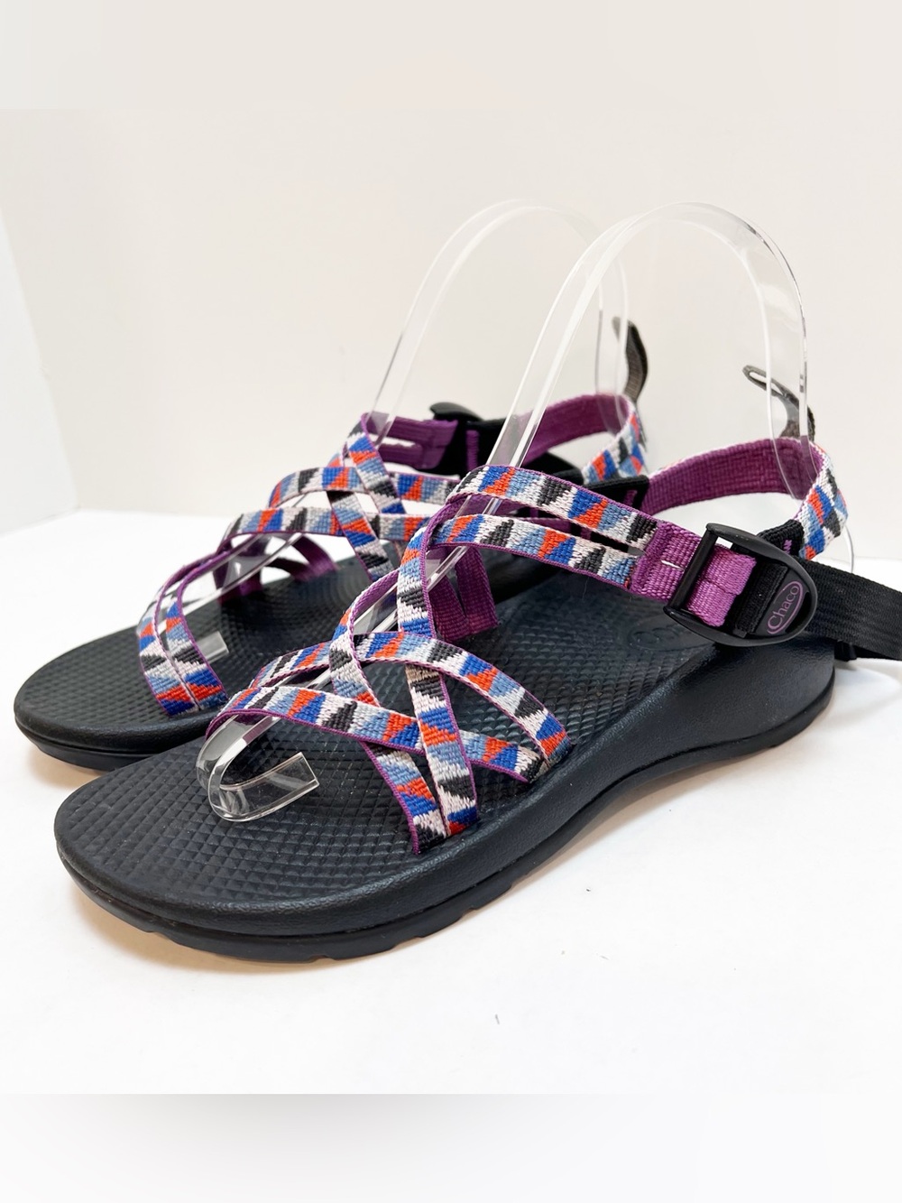 Chaco ZX/2 Size 3 Kids Black Sandal with Purple and Multi-Color Straps